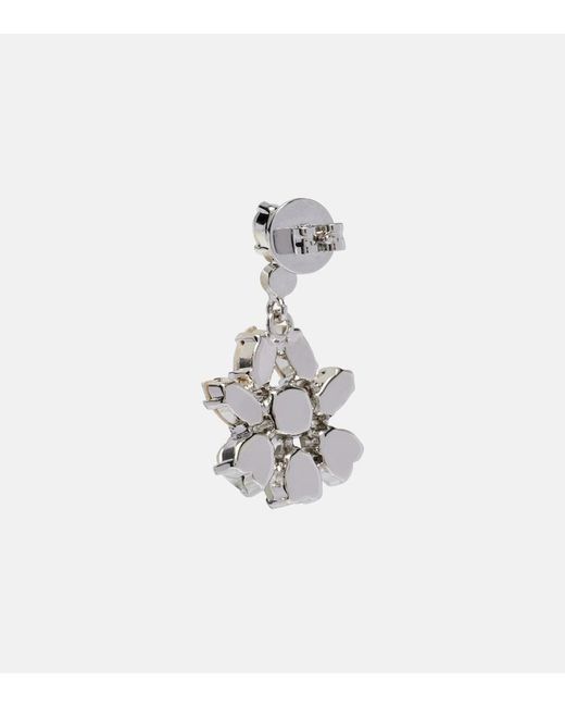 Simone Rocha White Embellished Faux Pearl Drop Earrings