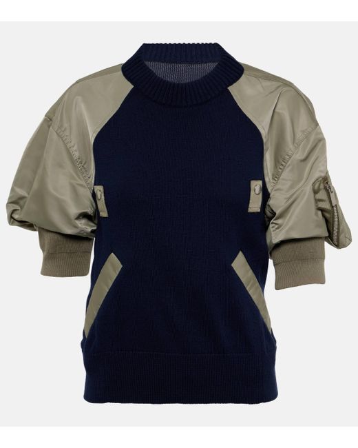 Sacai Blue Cotton-blend Sweatshirt