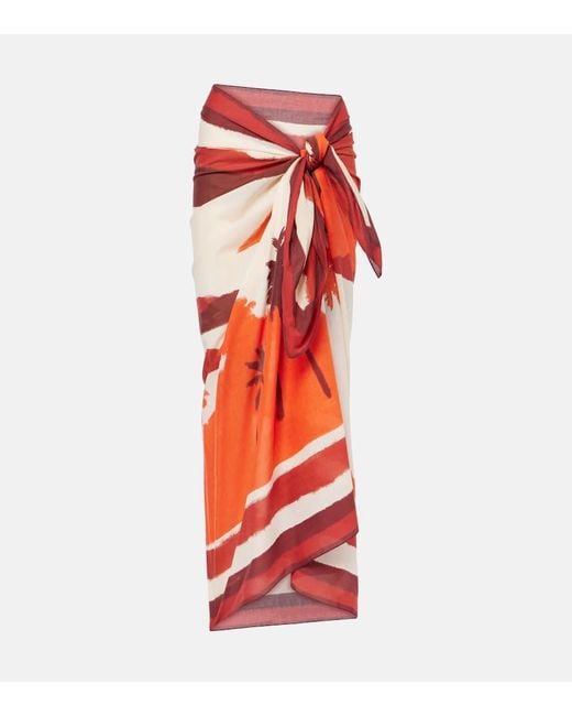 Johanna Ortiz Red Sailing Landscapes Cotton Beach Cover-Up