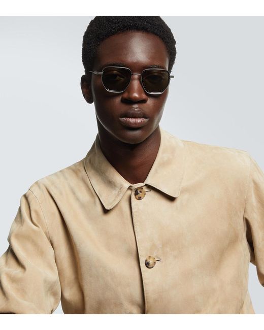 Zegna Brown Square Sunglasses for men