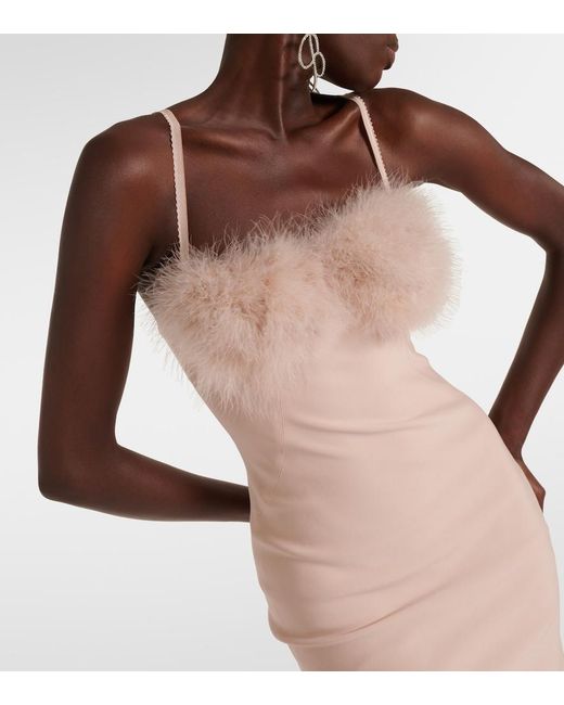 Blumarine Pink Feather-Trimmed Jersey Minidress