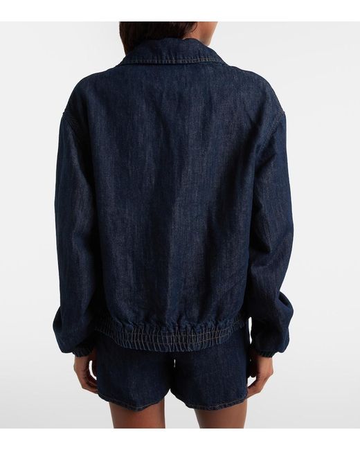 7 For All Mankind Blue Denim Bomber Jacket