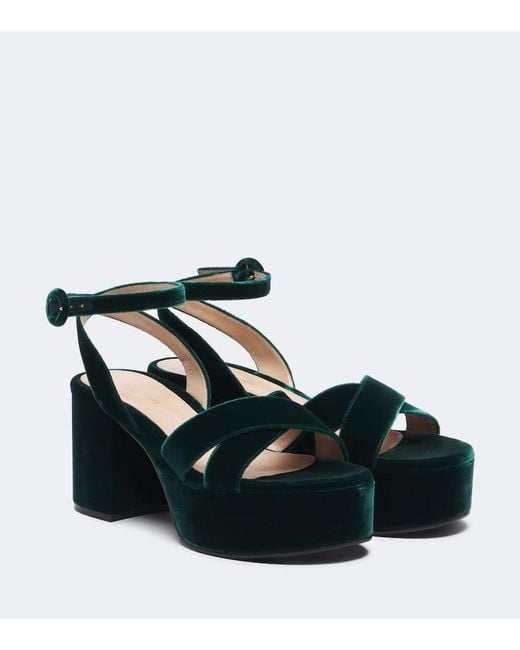 Gianvito Rossi Black Velvet Platform Sandals