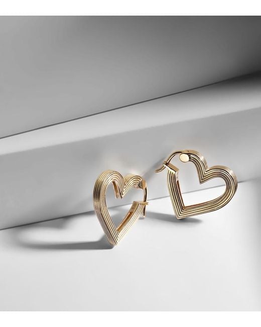 Sydney Evan White Flutted Heart 14Kt Earrings