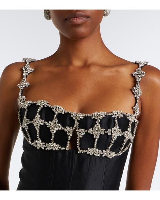 Rachel Gilbert Black Acacia Wool And Silk Bustier Dress