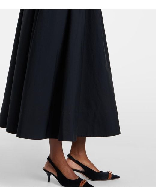 Polo Ralph Lauren Black Crochet-Trimmed Cotton Poplin Midi Dress