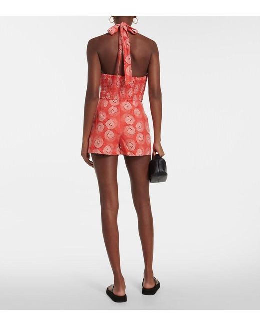 Staud Red Kai Printed Halterneck Crop Top