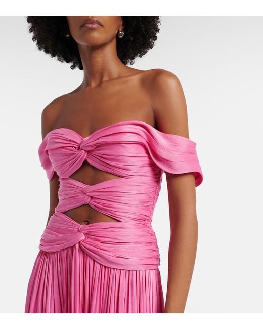 Costarellos Pink Cutout Lurex Georgette Gown