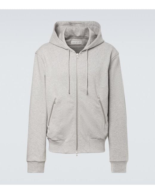 Dries Van Noten Gray Cotton Zip-Up Hoodie for men