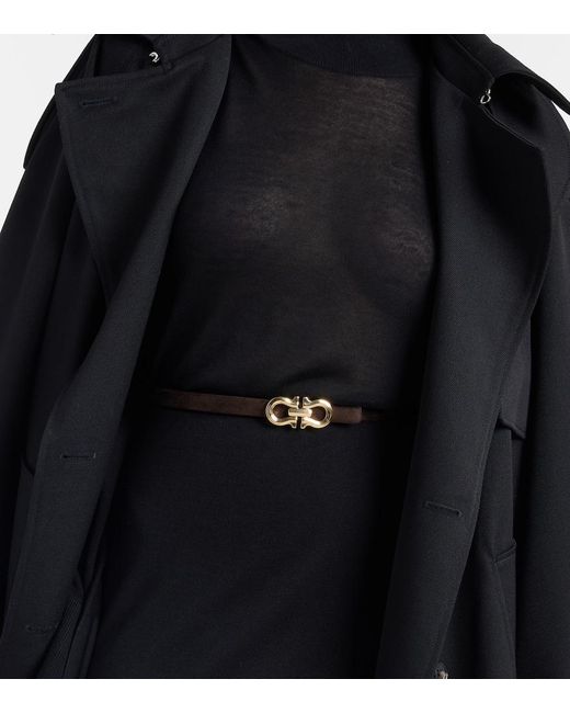 Ferragamo Brown Guertel Aus Veloursleder