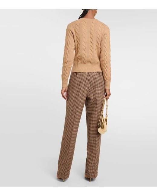 Polo Ralph Lauren Brown Cable-knit Wool And Cashmere Cardigan