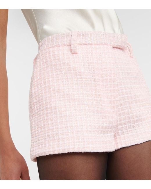Alessandra Rich Pink Sequined Tweed Shorts