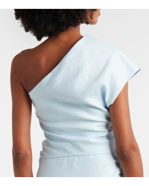 Sir White One-Shoulder Linen Top
