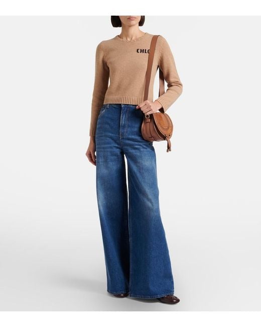 Chloé Brown Marcie Small Leather And Suede Crossbody Bag
