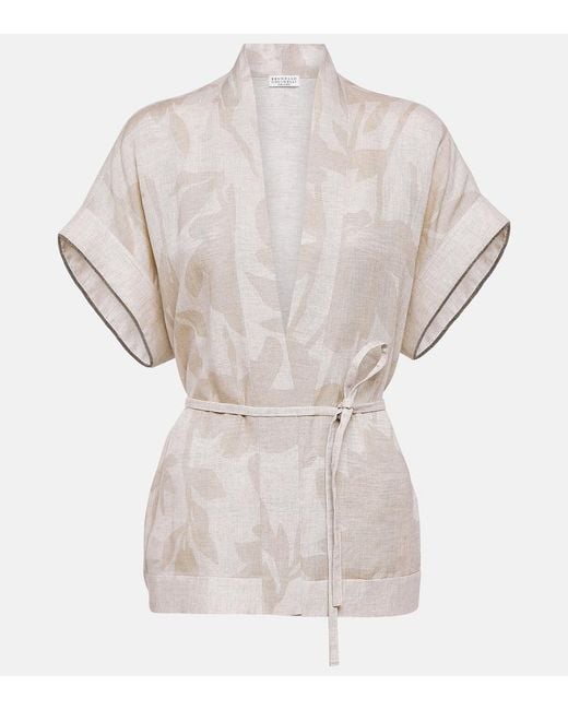 Brunello Cucinelli White Linen Top