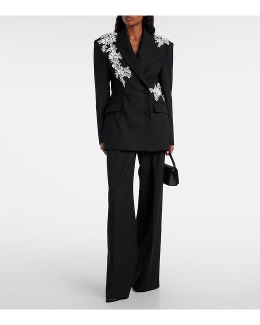 Rebecca Vallance Black Danna Floral-Applique Blazer