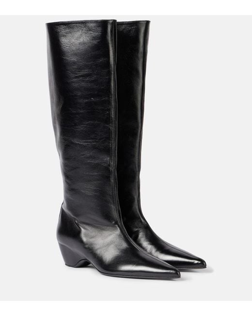 Khaite Black Sybil 40 Leather Knee-High Boots