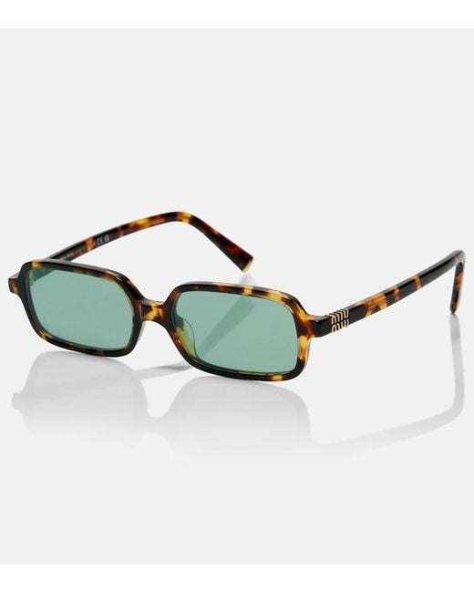 Miu Miu Green Miu Regard Rectangular Sunglasses