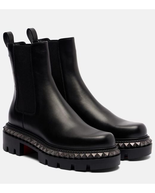Christian Louboutin Black Emilia Pyraclou Embellished Leather Chelsea Boots