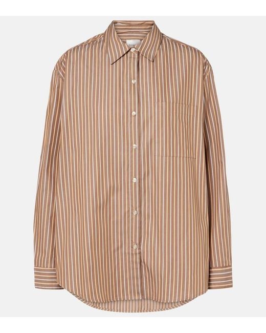 Leset Brown Yoshi Striped Cotton-Blend Twill Shirt