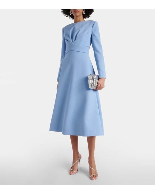 Emilia Wickstead Blue Midikleid Elta Aus Crepe