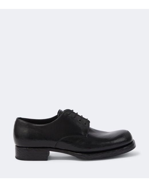 Prada Black Leather Derby Shoes for men