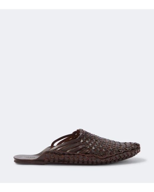 The Row Brown Woven Leather Slip-On Shoes for men