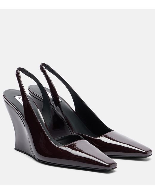 Alaïa Black Patent Leather Wedge Slingback Pumps