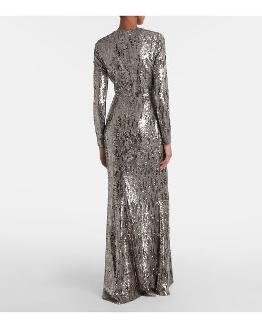 Elie Saab Gray Robe Aus Einem Seidengemisch Mit Pailletten