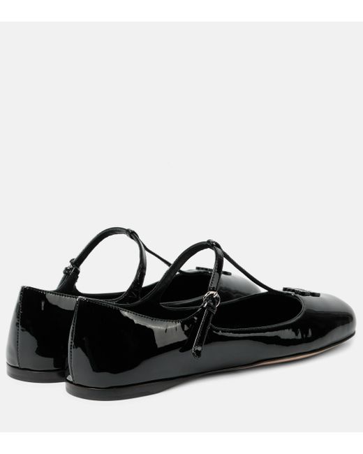 Miu Miu Black Logo Patent Leather Ballet Flats