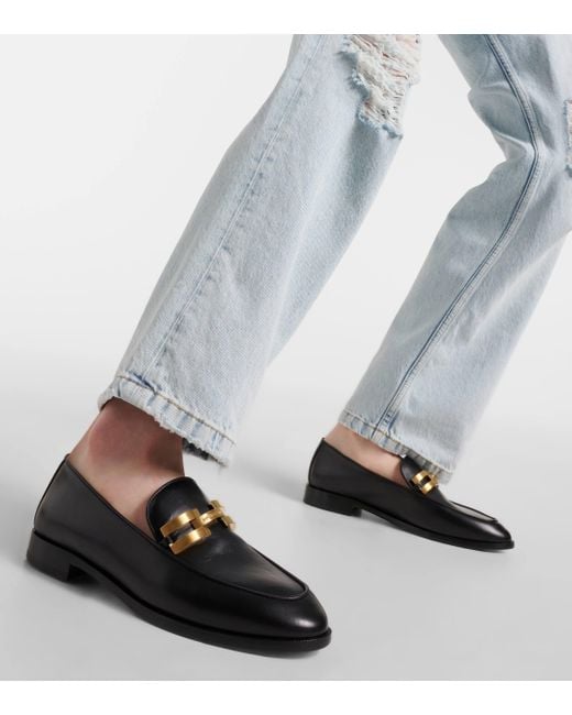 Aquazzura Black Brandi Leather Loafers