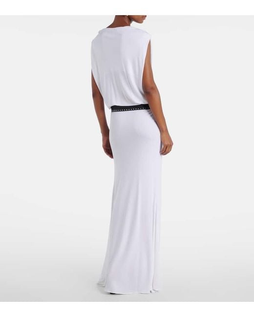 Christopher Esber White Belted Draped Jersey Maxi Dress