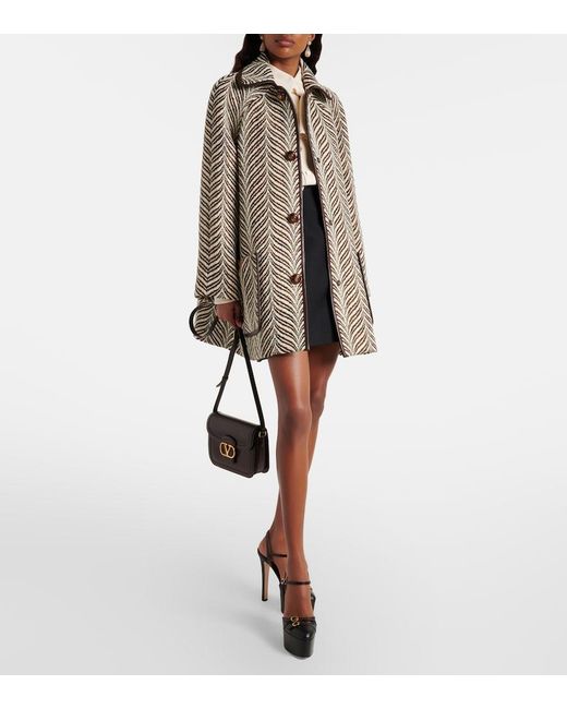 Valentino Brown Vgold Wool And Cashmere Coat