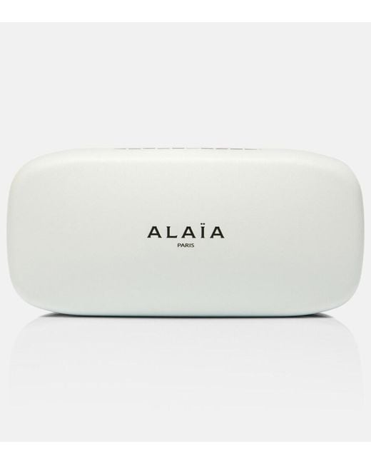 Alaïa Natural Lettering Logo Rectangular Sunglasses