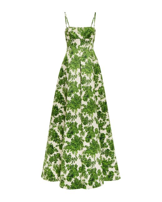 Emilia Wickstead Green Oceana Printed Taffeta Faille Gown
