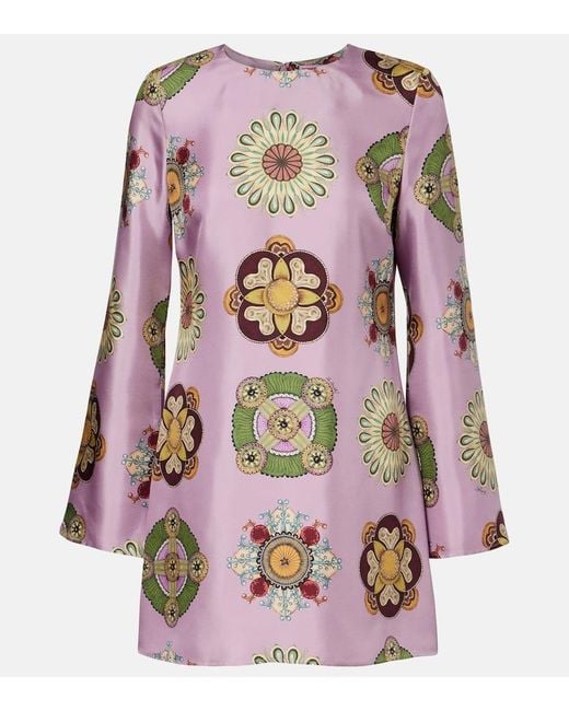 LaDoubleJ Pink Supremes Swing Silk Twill Minidress