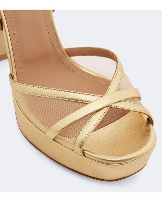 Malone Souliers Metallic Sylvie Leather And Mesh Platform Sandals