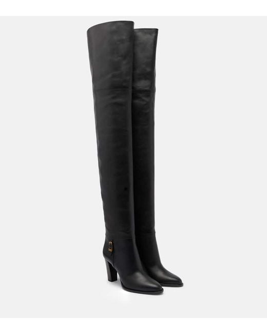 Saint Laurent Black Overknee-Stiefel Julia 85 Aus Leder