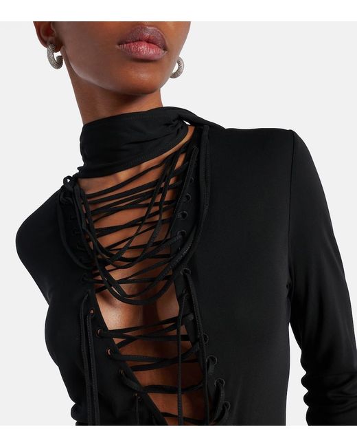 The Attico Black Cutout Crepe Maxi Dress