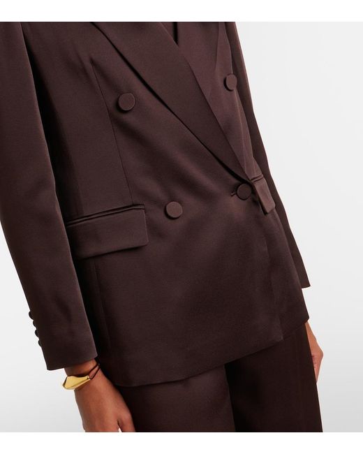 Max Mara Brown Arca Double-Breasted Satin Blazer