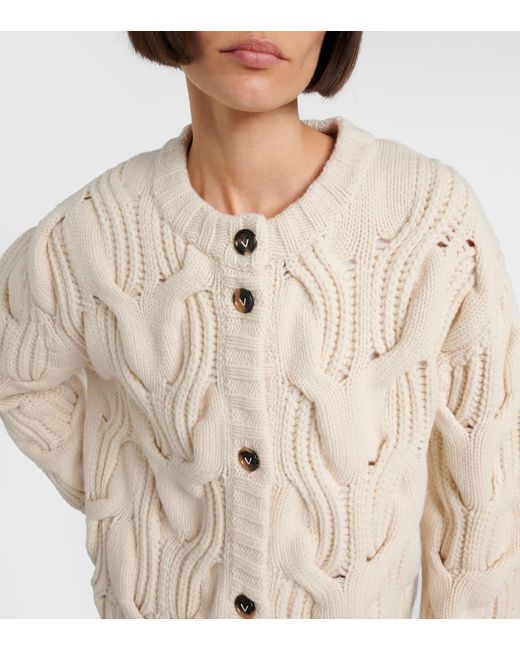 Bottega Veneta Natural Cable-Knit Wool Cardigan