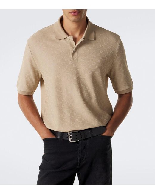 Gucci Natural Gg Jacquard Polo Shirt for men