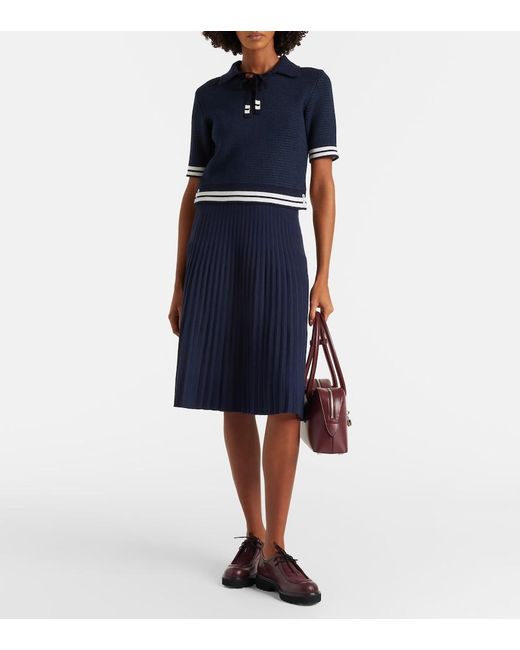 Thom Browne Blue Silk-Blend Polo Shirt