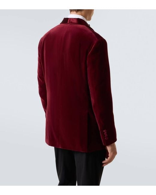 Brunello Cucinelli Red Cotton And Silk Velvet Tuxedo Jacket for men