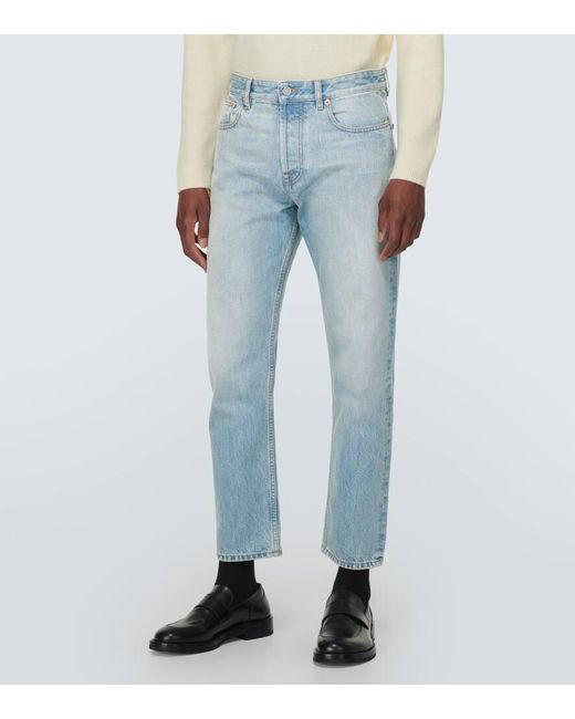 Valentino Blue Cropped Straight Jeans for men