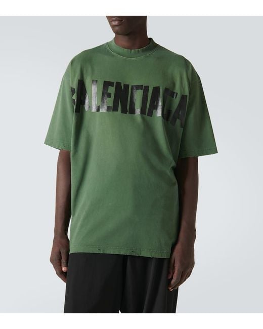 Camiseta Tape de jersey de mezcla de algodon Balenciaga de hombre de color Green