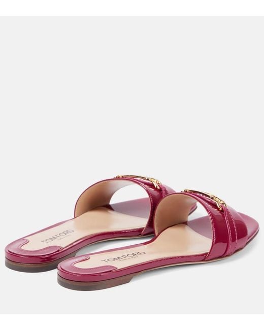 Tom Ford Pink Whitney Stadium T Patent Leather Slides