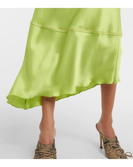 Acne Green Danessa Satin Midi Dress