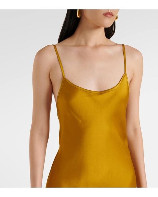 Victoria Beckham Yellow Satin Crepe Slip Dress