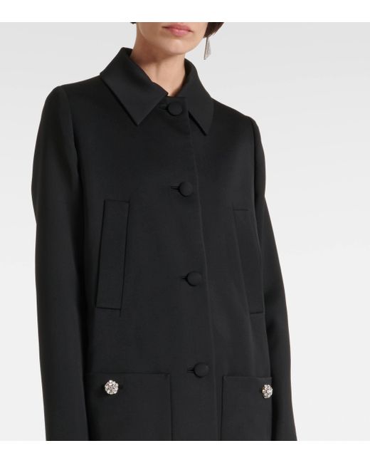 Prada Black Wool Sateen Single-breasted Coat